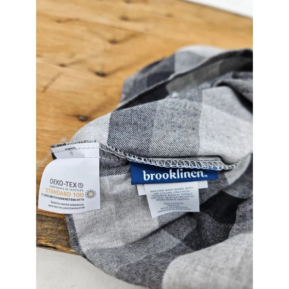 New Brooklinen Black Graident Plaid Flannel King Size Pillowcases